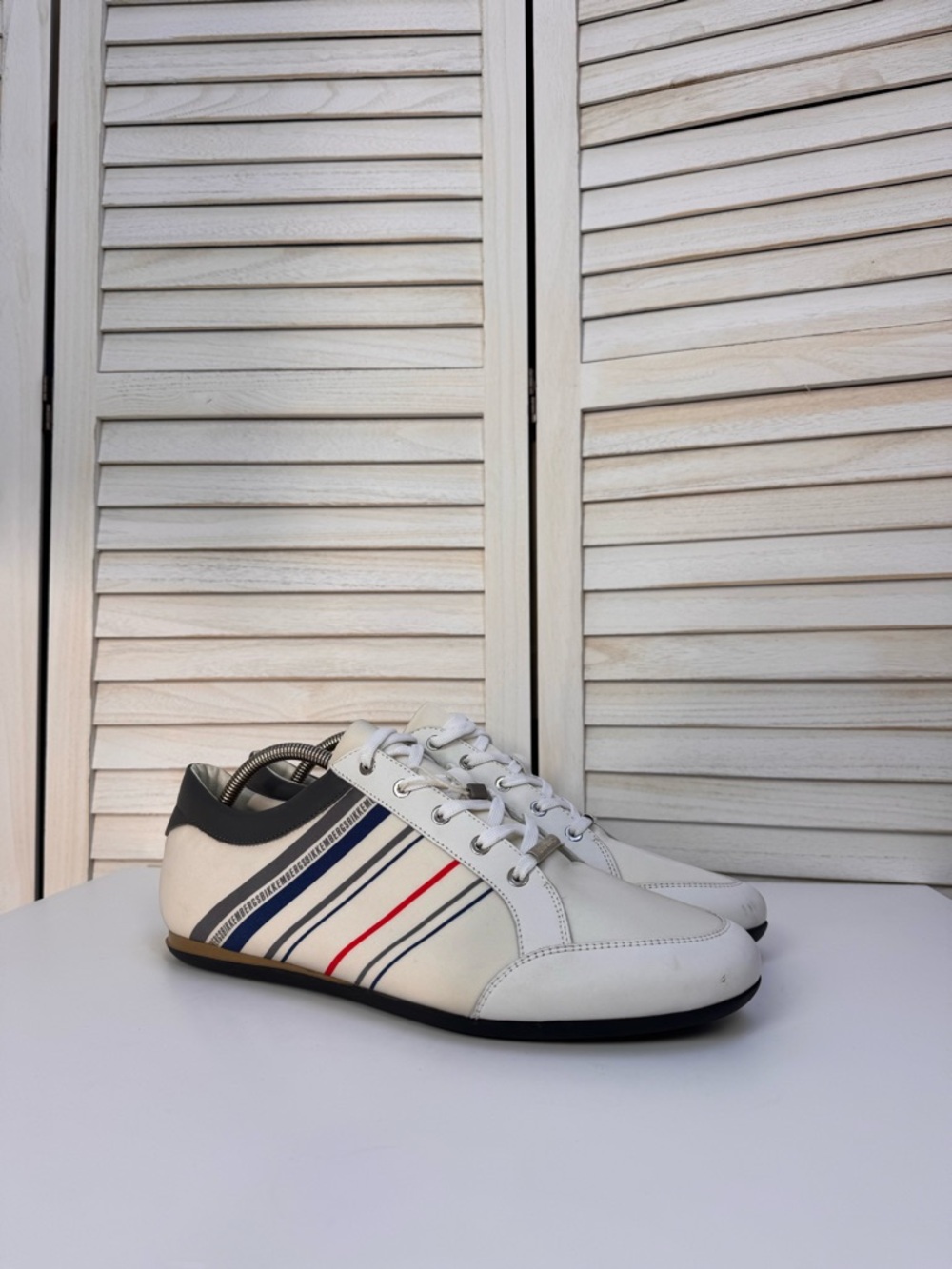 Bikkembergs Leather Sneakers Men Size 46 EU / US 12 White Designer Shoes Italy